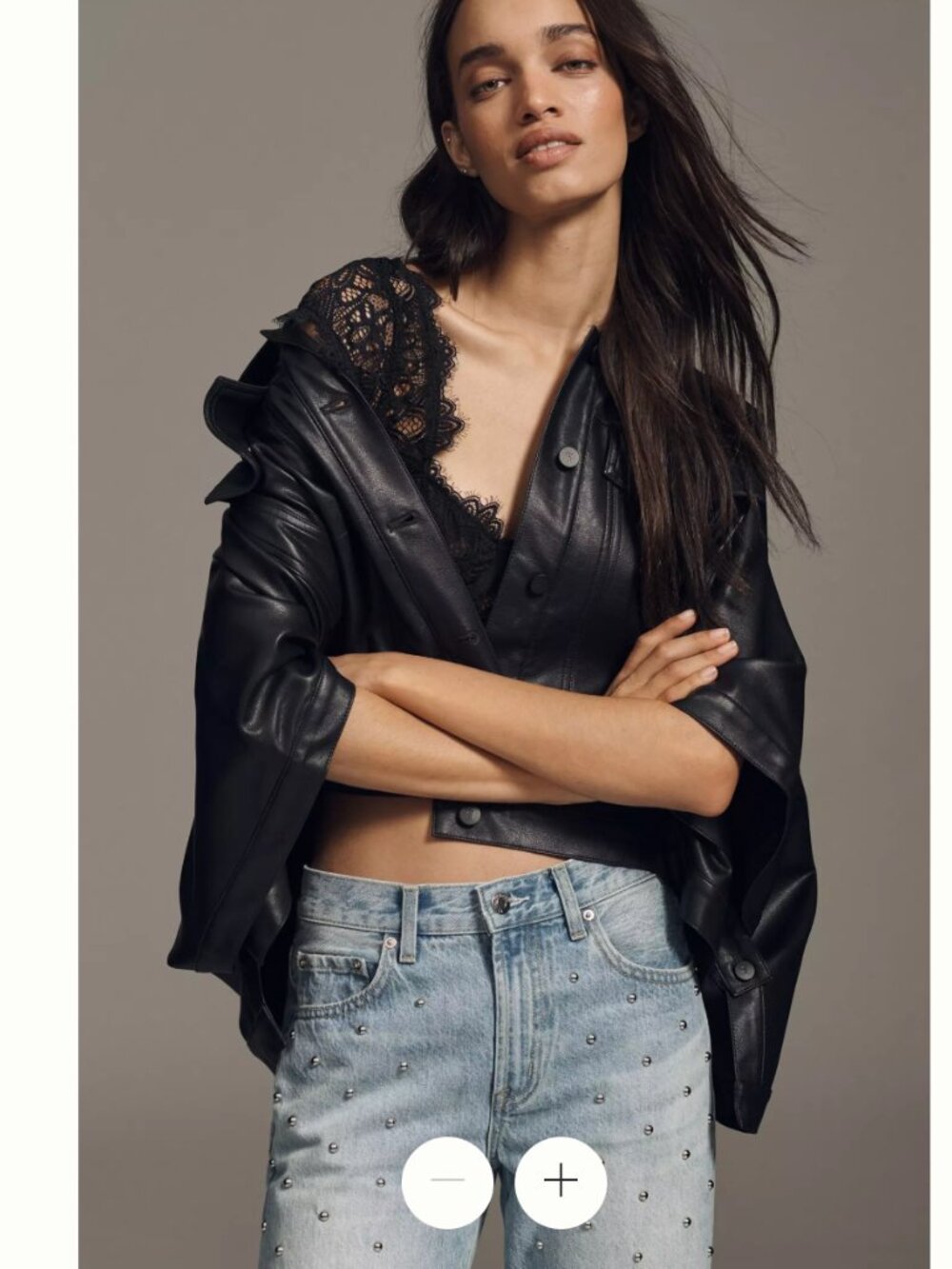 Anthropologie Pilcro Faux Leather The Weston Cape Denim Boyfriend Jacket S / M